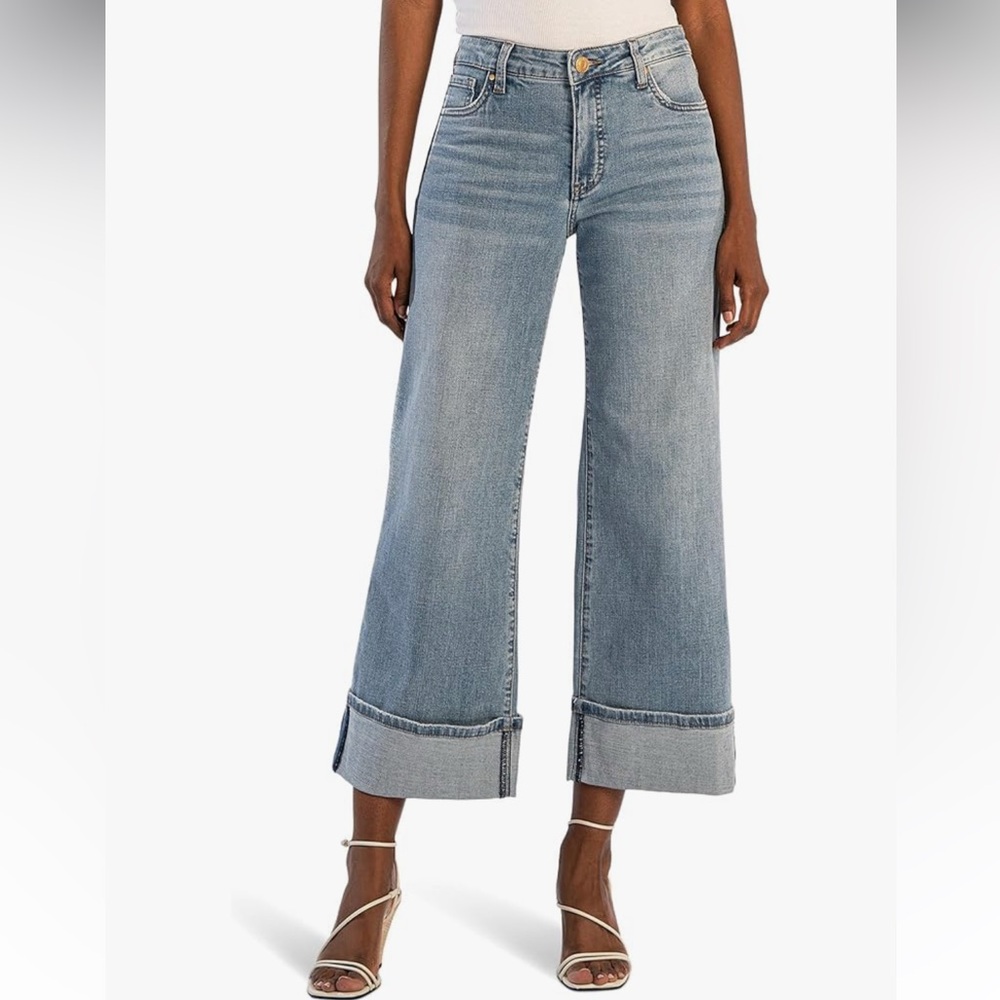 Kut from the Kloth wide cuff high rise ankle length jeans denim sz 4